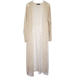 7252 * Ups & Downs Full Length Lace Duster Cream Ivory Size Unknown